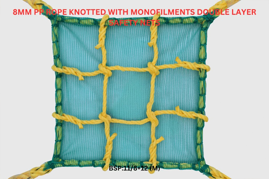 8mm PP Rope Knotted with Monofilments Double Layer Safety Nets