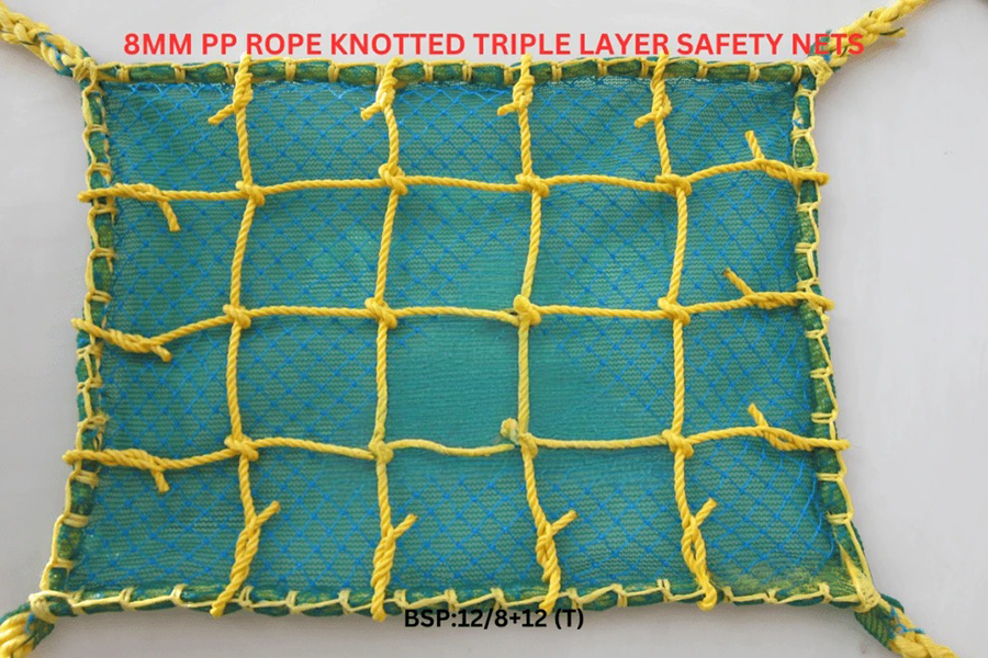8mm PP Rope Knotted Triple Layer Safety Nets