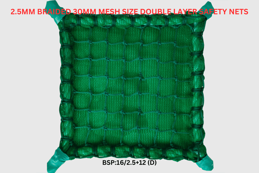 2.5mm Braided 30mm Mesh Size Double Layer Safety Nets