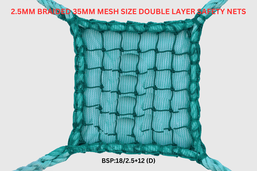 2.5mm Braided 35mm Mesh Size Double Layer Safety Nets
