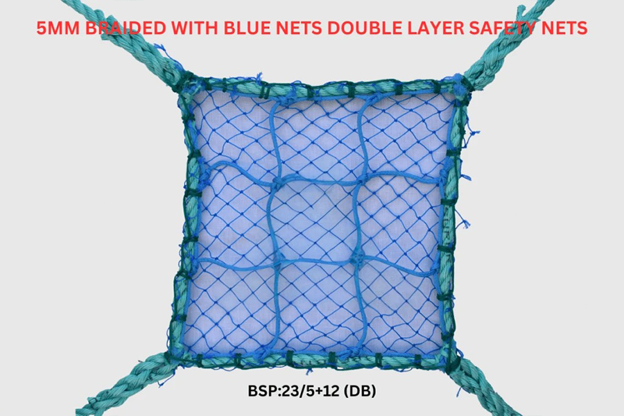 5mm Braided with Blue Nets Double Layer Safety Nets