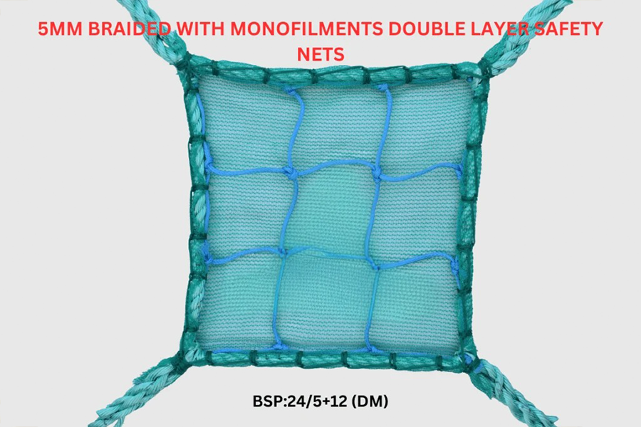 5mm Braided with Monofilments Double Layer Safety Nets