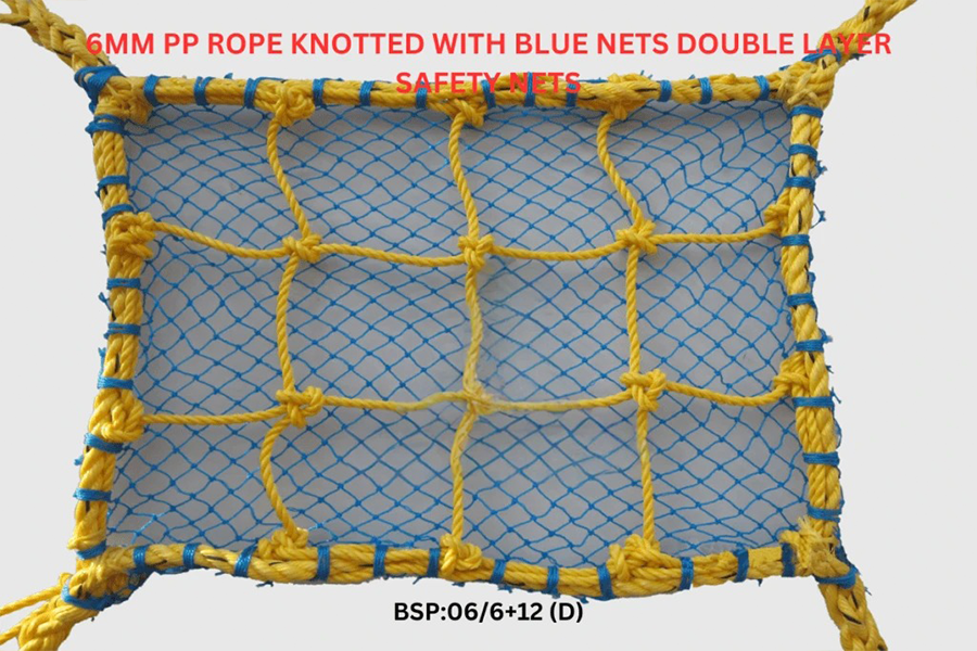 6mm PP Rope Knotted with Blue Nets Double Layer Safety Nets
