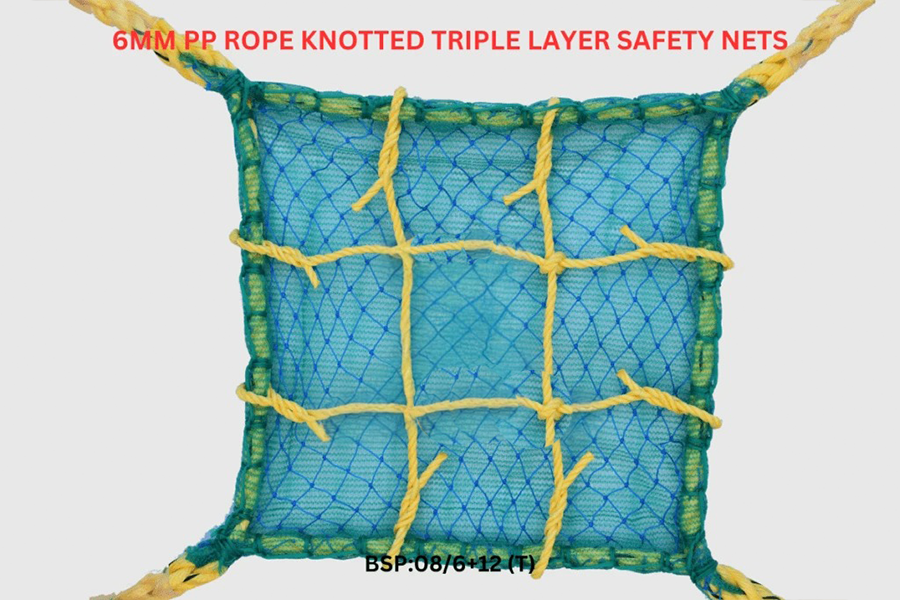 6mm PP Rope Knotted Triple Layer Safety Nets